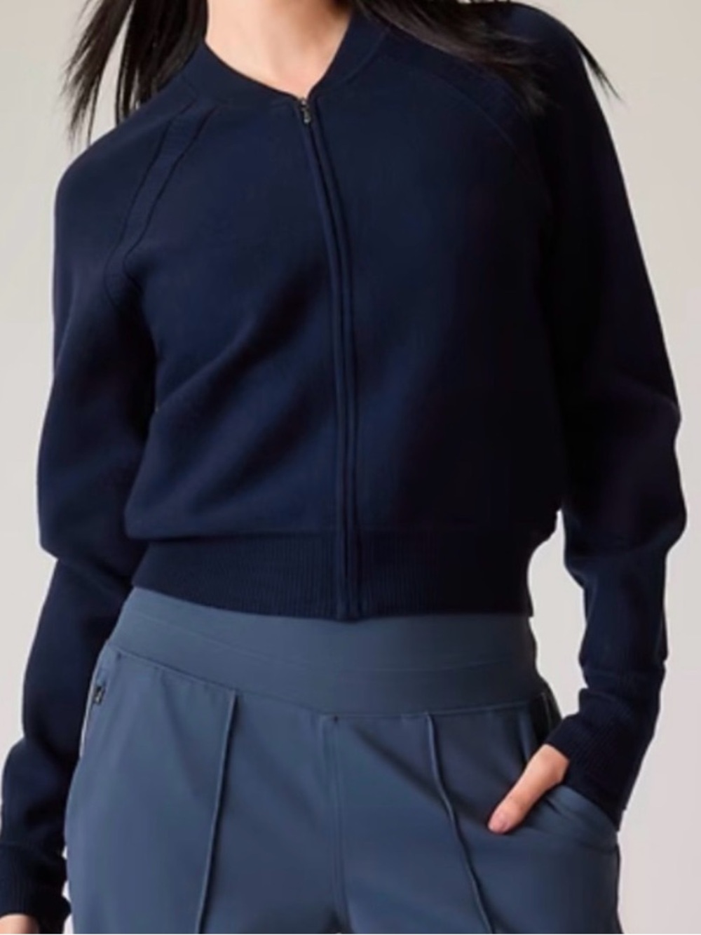 Athleta Advantage Front Zip Sweater Navy
